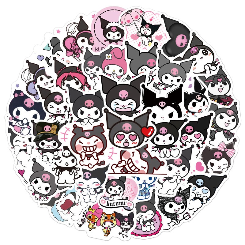 YONGAI 50Pcs Cute Kuromi Sticker for Kids, Kawaii Sanrio Cartoon Waterproof Vinyl Decal for Teen Girl Water Bottle Skateboard Notebook Phone Guitar Bike - Image 1